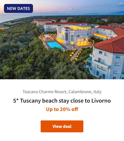 5* Tuscany beach stay close to Livorno
