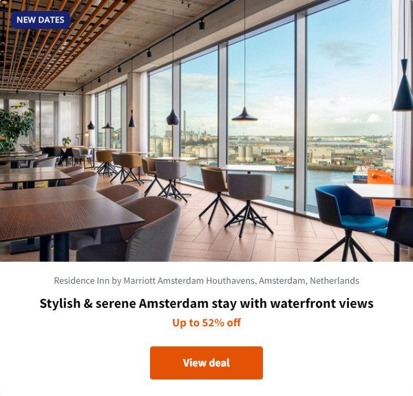 Stylish & serene Amsterdam stay with waterfront views
