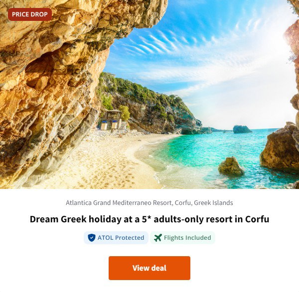 Dream Greek holiday at a 5* adults-only resort in Corfu