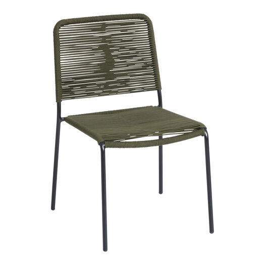 Lanah Nautical Rope and Metal Outdoor Patio Stacking Chair Set of 4