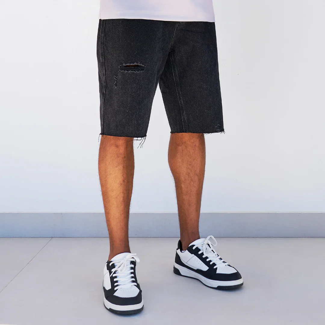 Image of Garnacho Jean Shorts - Washed Black