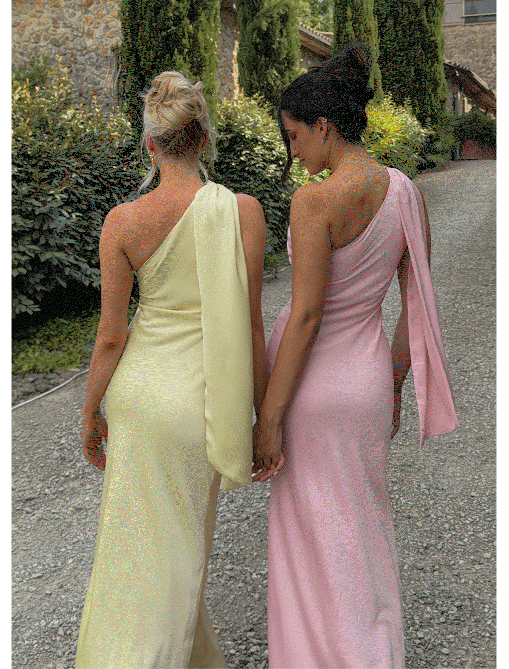 Elena Maxi Dress — Baby Yellow & Pink + Darcee Halterneck Maxi Dress — Mint & Pink 