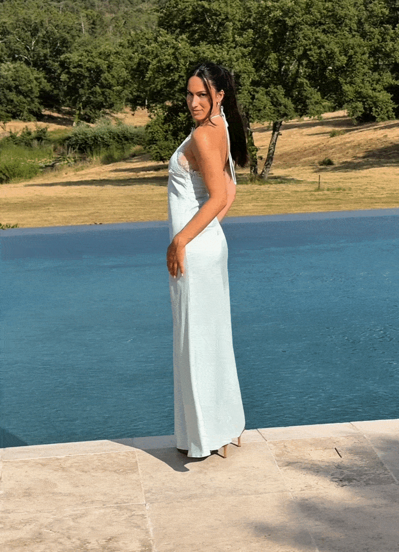 Samaria Halter Maxi Dress — Aqua