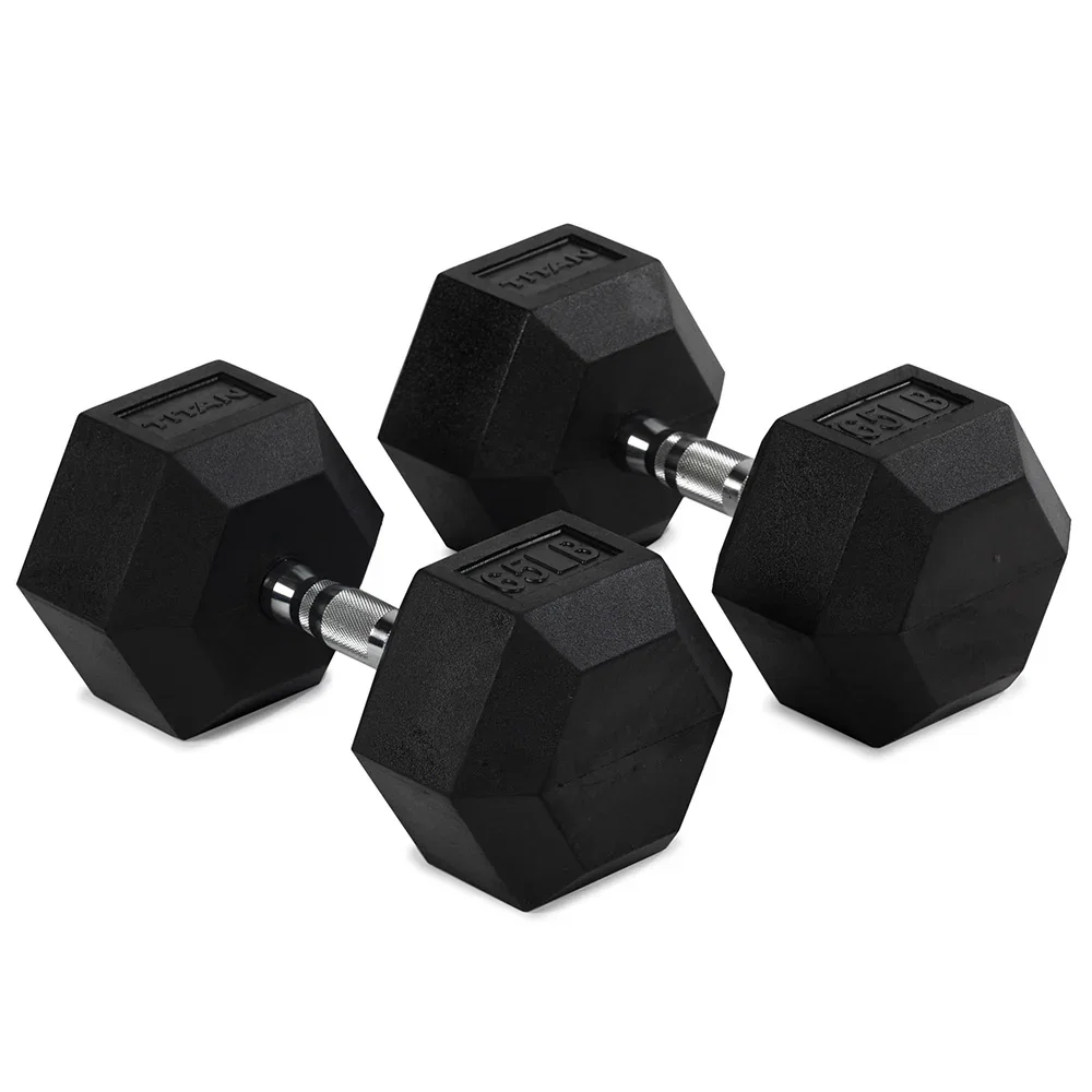 Image of 65 LB Rubber Hex Dumbbells
