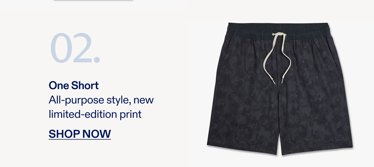 02 One Short All-purpose style, new limited-edition print SHOP NOW