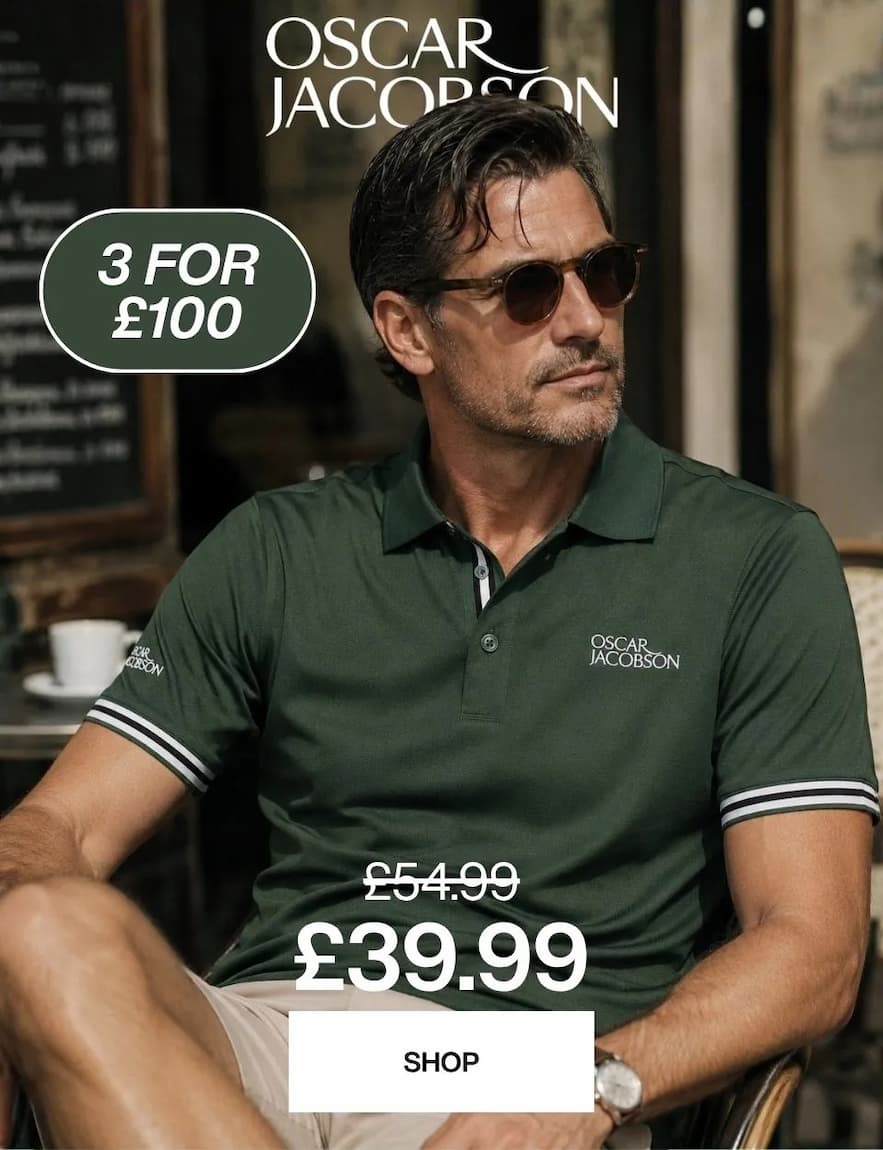 Oscar Jacobson Mens 2026 Durham Tour 4 Way Stretch Golf Polo Shirt