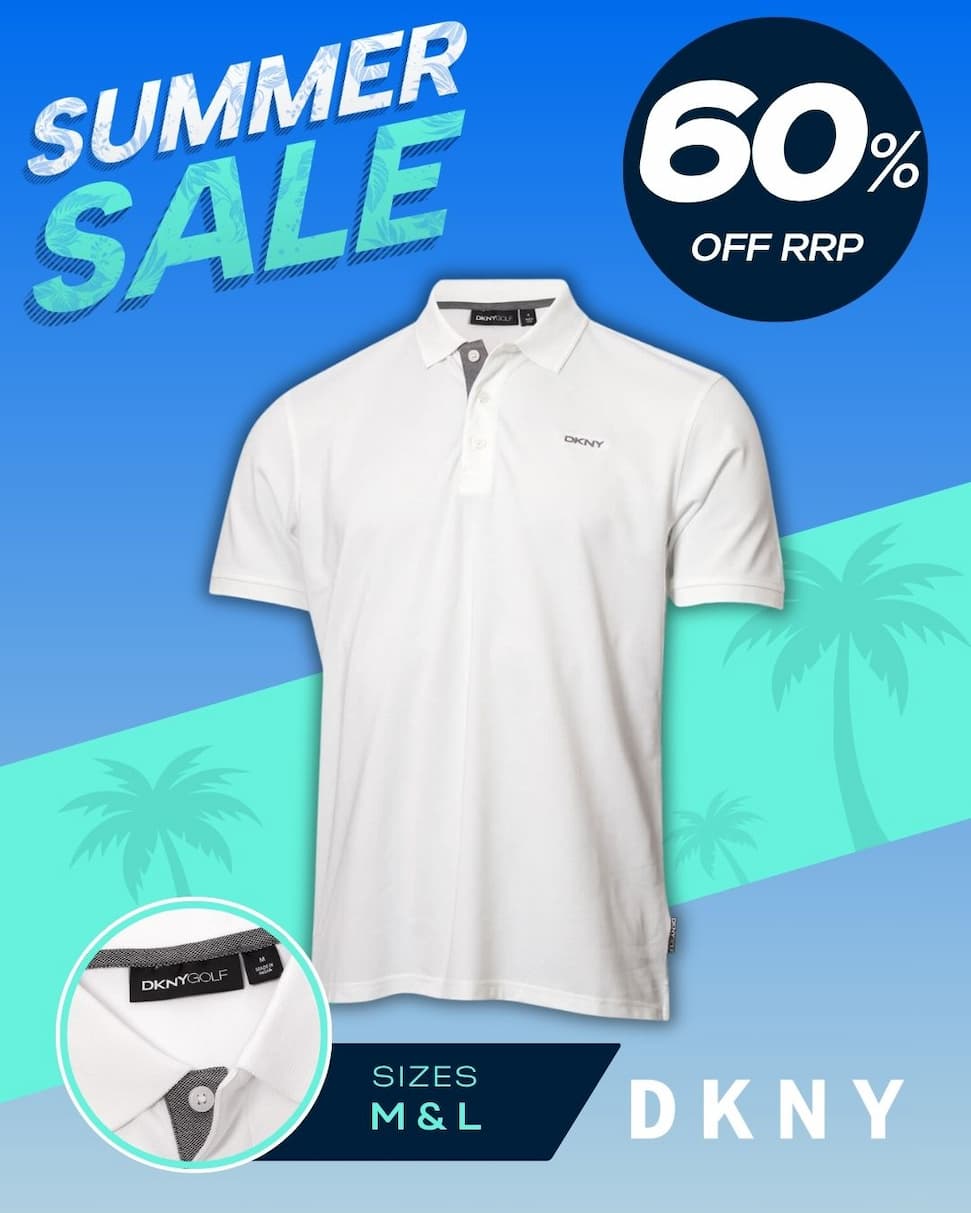DKNY Mens Bronx Pique Moisture Wicking Golf Polo Shirt