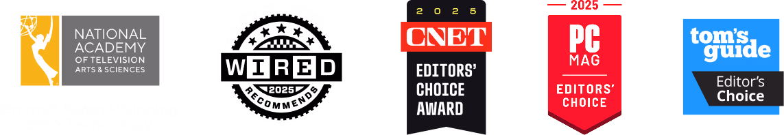 NATIONAL ACADEMY OF TELEVISON ARTS & SCIENCES Emmy® Award-Winning 360 Technology | WIRED | 2025 CNET EDITOR'S CHOICE AWARD | 2025 PC MAG EDITOR'S CHOICE | tom's guide Editor's Choice