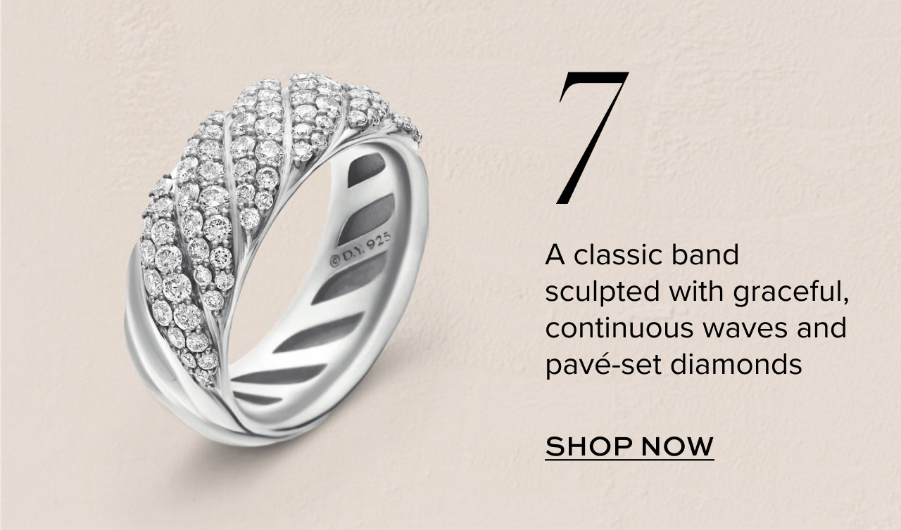 Sculpted Cable Band RingSterling Silver with Diamonds, 7.5mm