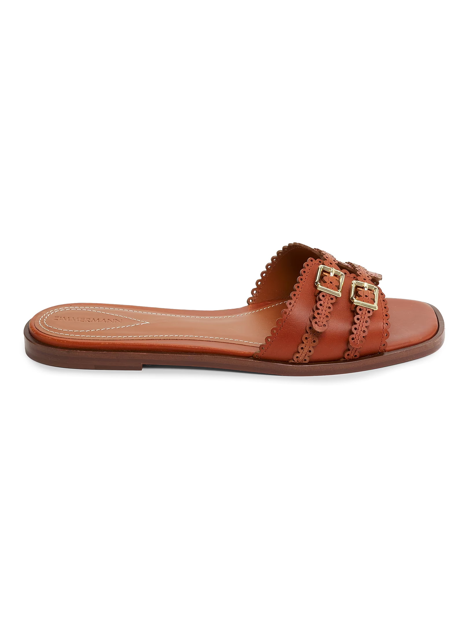 Zimmermann Goldie Buckle-Detail Leather Slide Sandals