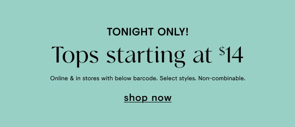Tops starting at $14