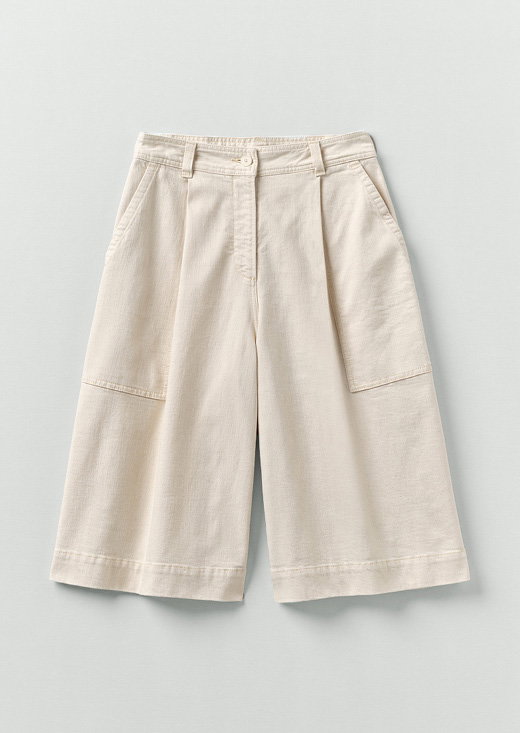 Pleated Denim Shorts