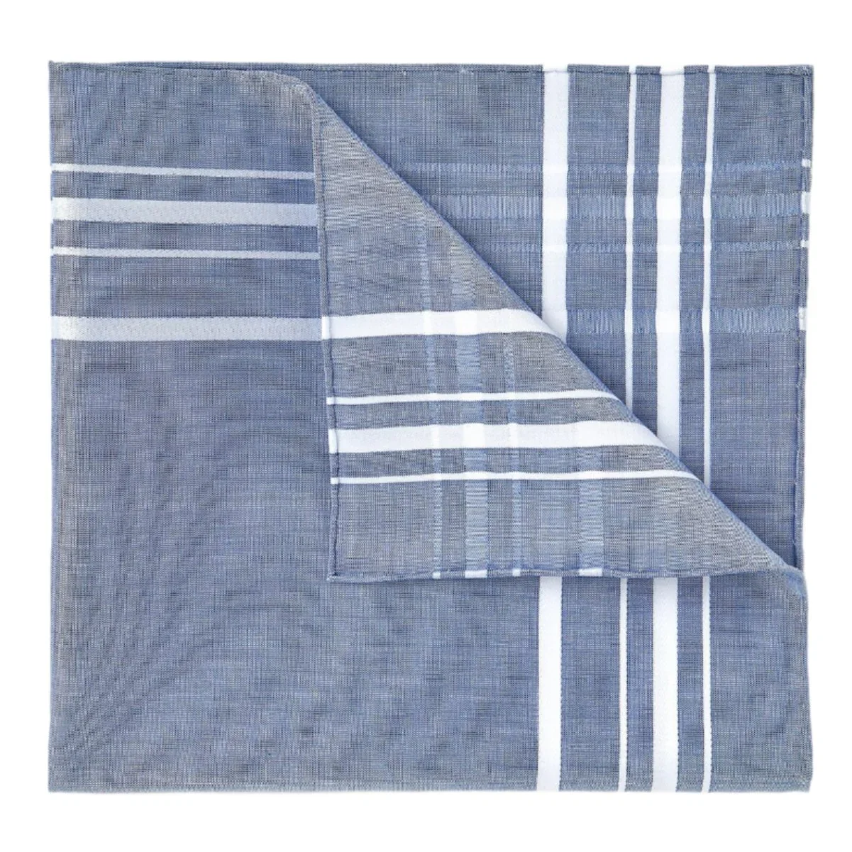 Image of Simonnot Godard Blue & White Sonate Cotton Pocket Square