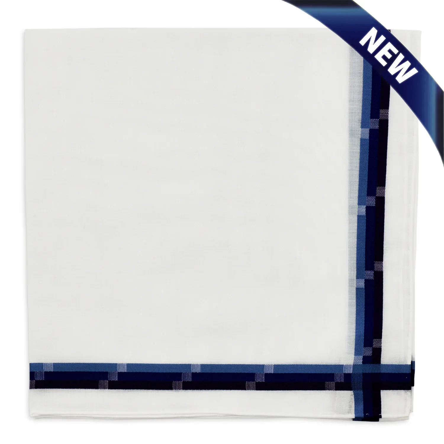Image of Simonnot Godard Mondrian White & Navy Jacquard 100% Pocket Square