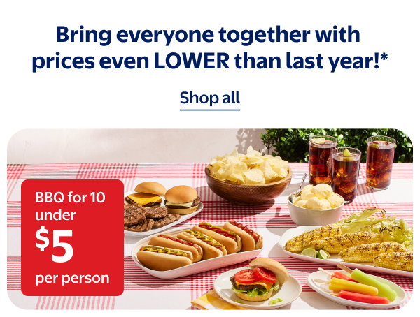 Bring everyone together with prices even LOWER than last year!* BBQ for 10 for under $5 per person