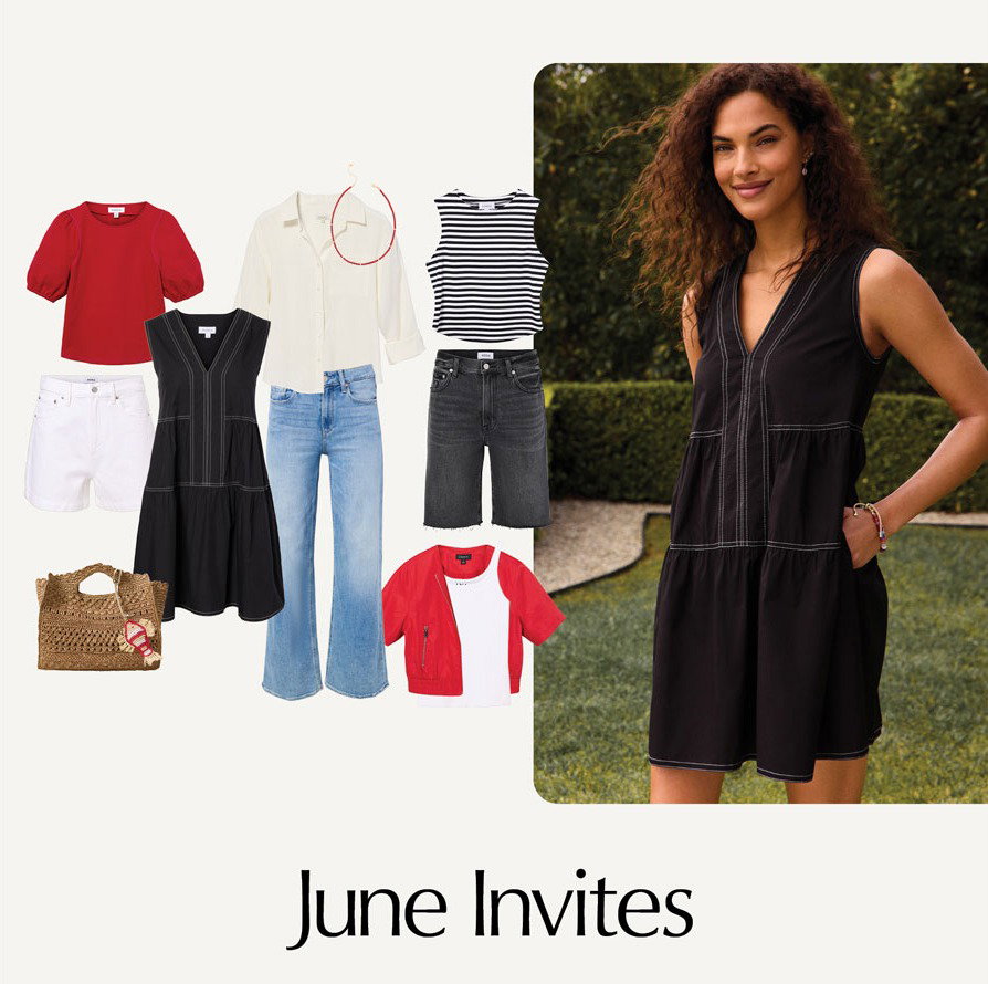 June Invites. Image of cutouts of themebox looks.