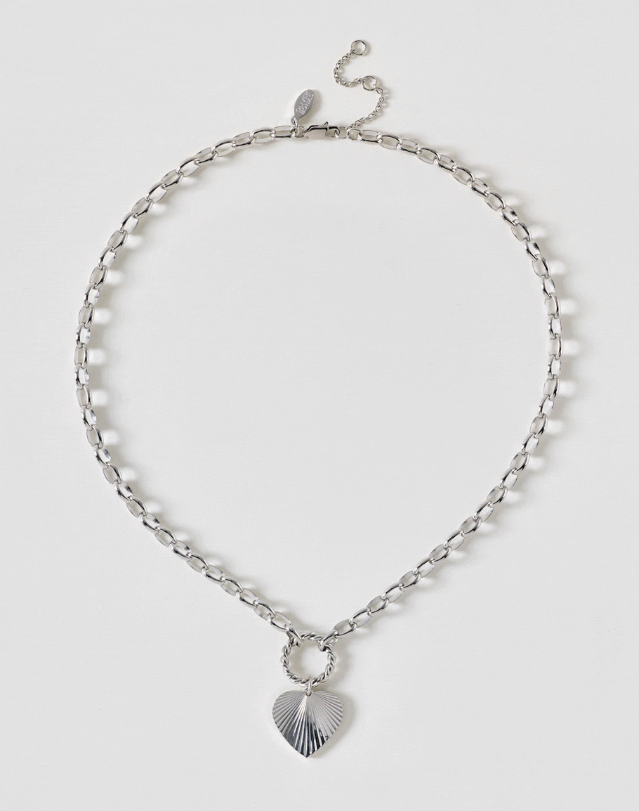 Louisa Heart Silver Tone Waterproof Chain Necklace