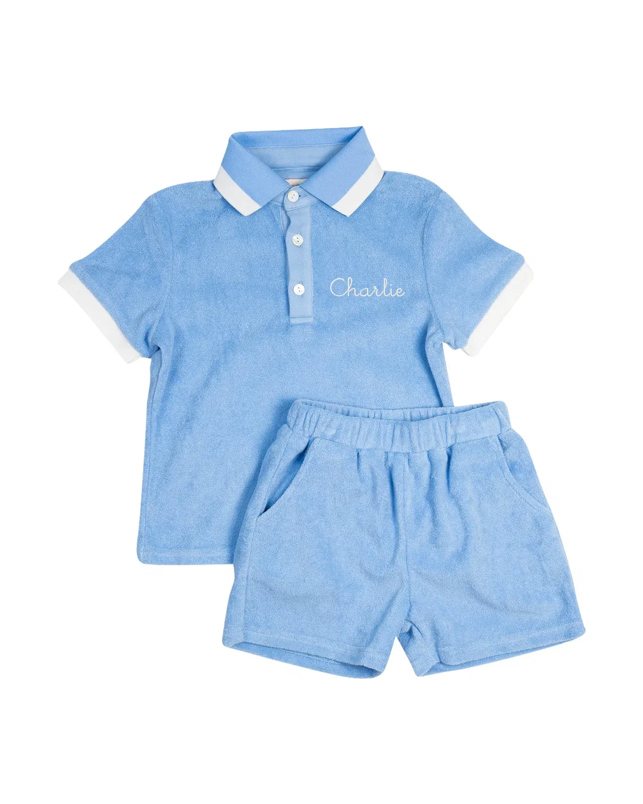 Image of Blue Terry Shorts Set