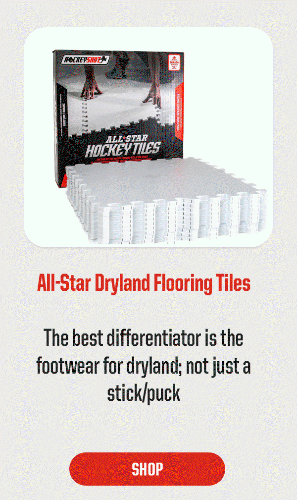 Product Block 4: All-Star Dryland Flooring Tiles. The best differentiator is the footwear for dryland; not just a stick/puck. CTA: Shop Now