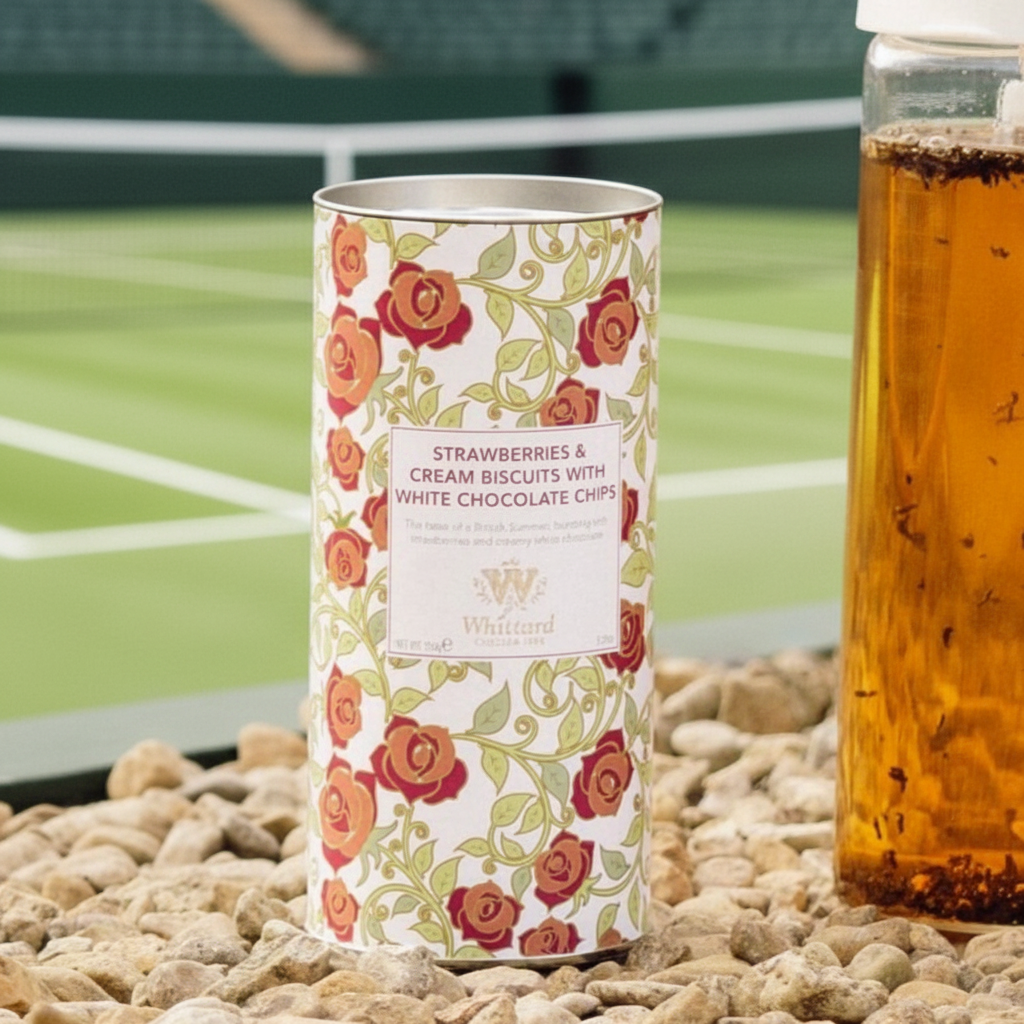image of strawberry & cream biscuits tub with biscuits on side 