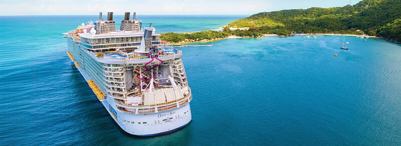 Cruise ship at a tropical island