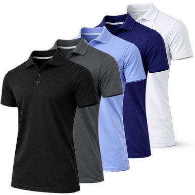 Men's Dry Fit Moisture-Wicking Polo Shirt (5-Pack)