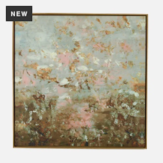 Humble & Mash Framed Square Green Abstract Canvas Wall Art, 90cm x 90cm