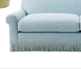 Cambridge Sofa - Coastal Blue Washed Linen with Fringe