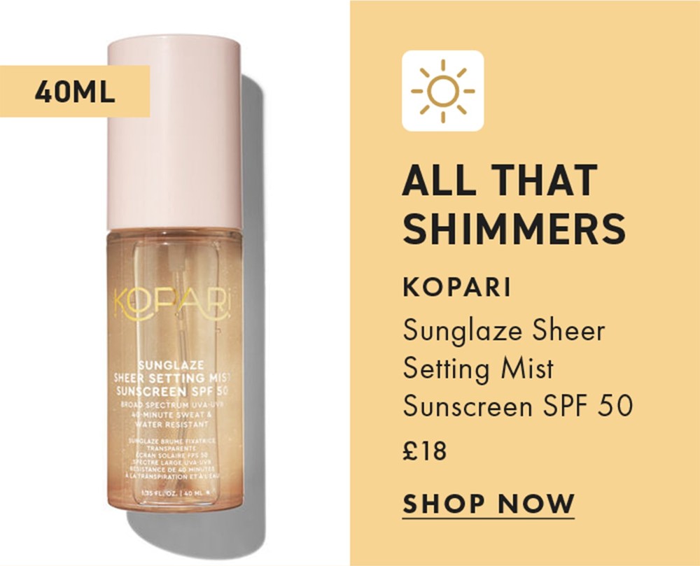 All That Shimmers kopari
Sunglaze Sheer Setting Mist Sunscreen SPF 50
£18
shop now