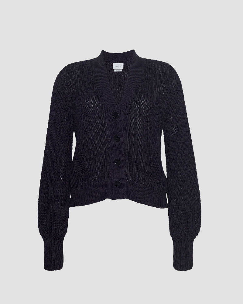 navy cardigan