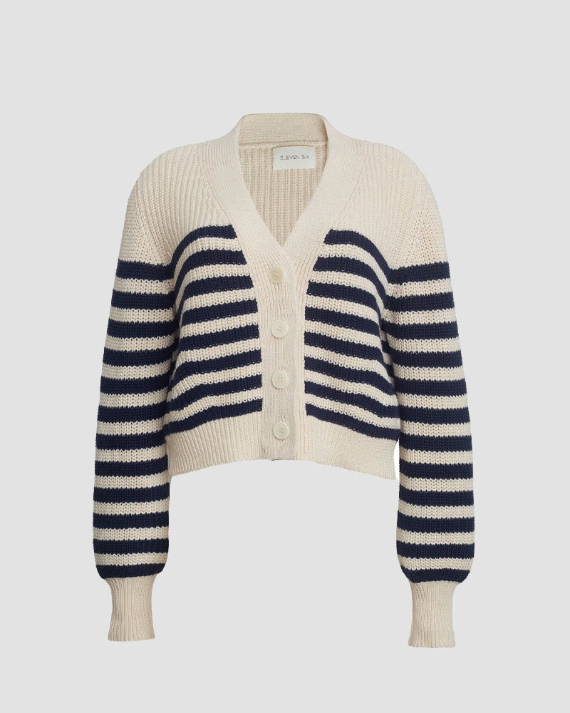 navy stripe cardigan 
