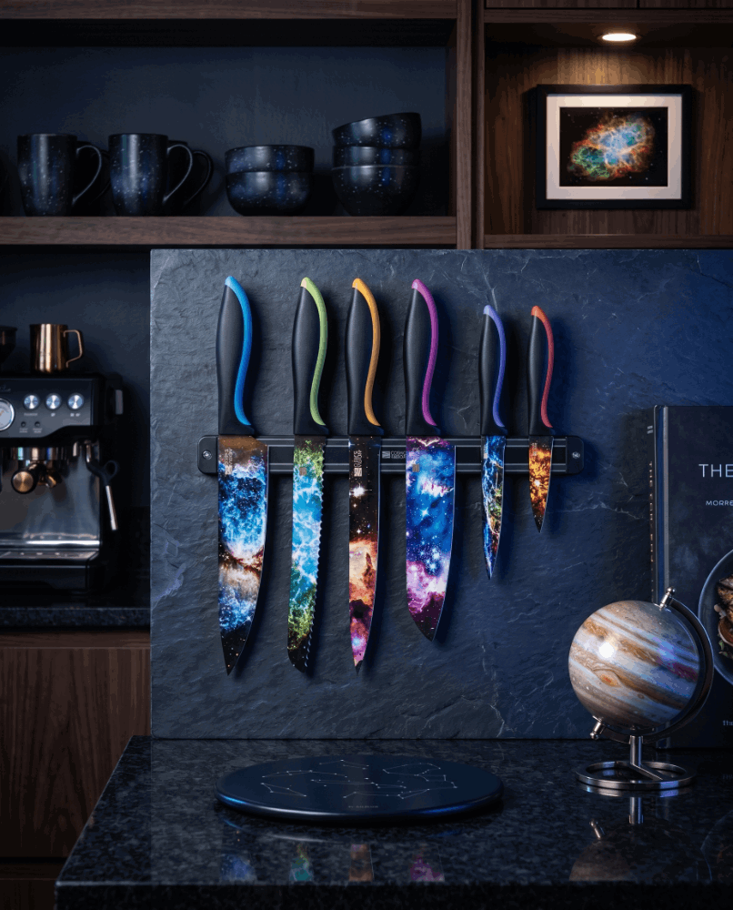 Cosmos Knife Set in Astronomy Themed Kitchen