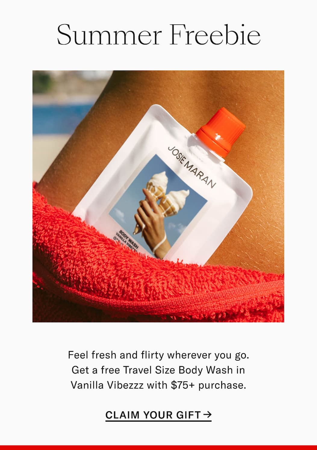 Free Travel Size Body Wash in Vanilla Vibezzz with $75+