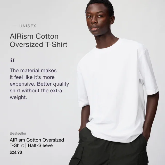 Banner 3 AIRism Cotton Oversized T-Shirt | Half-Sleeve
