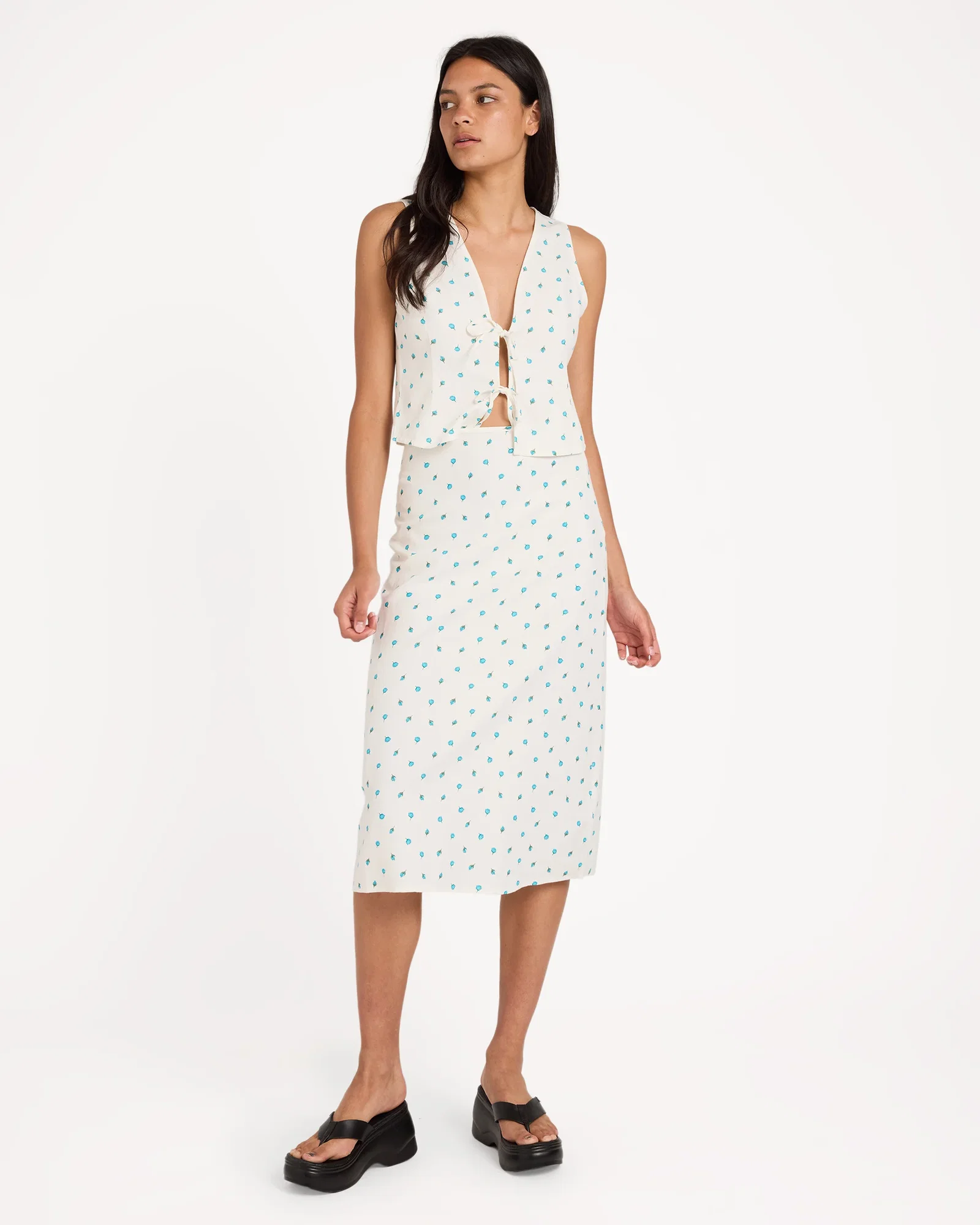 Womens Rose Bud Annika Midi Skirt