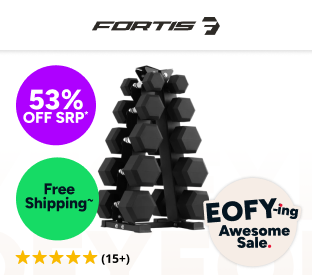 Fortis 2.5-12.5kg Hex Dumbbell Set with Rack (5 Pairs) Product Image