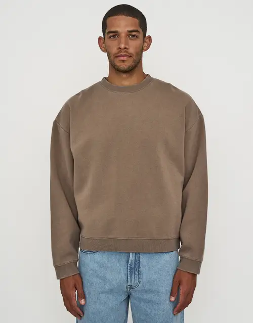 Essential Cropped Oversized Crew Neck Sweat