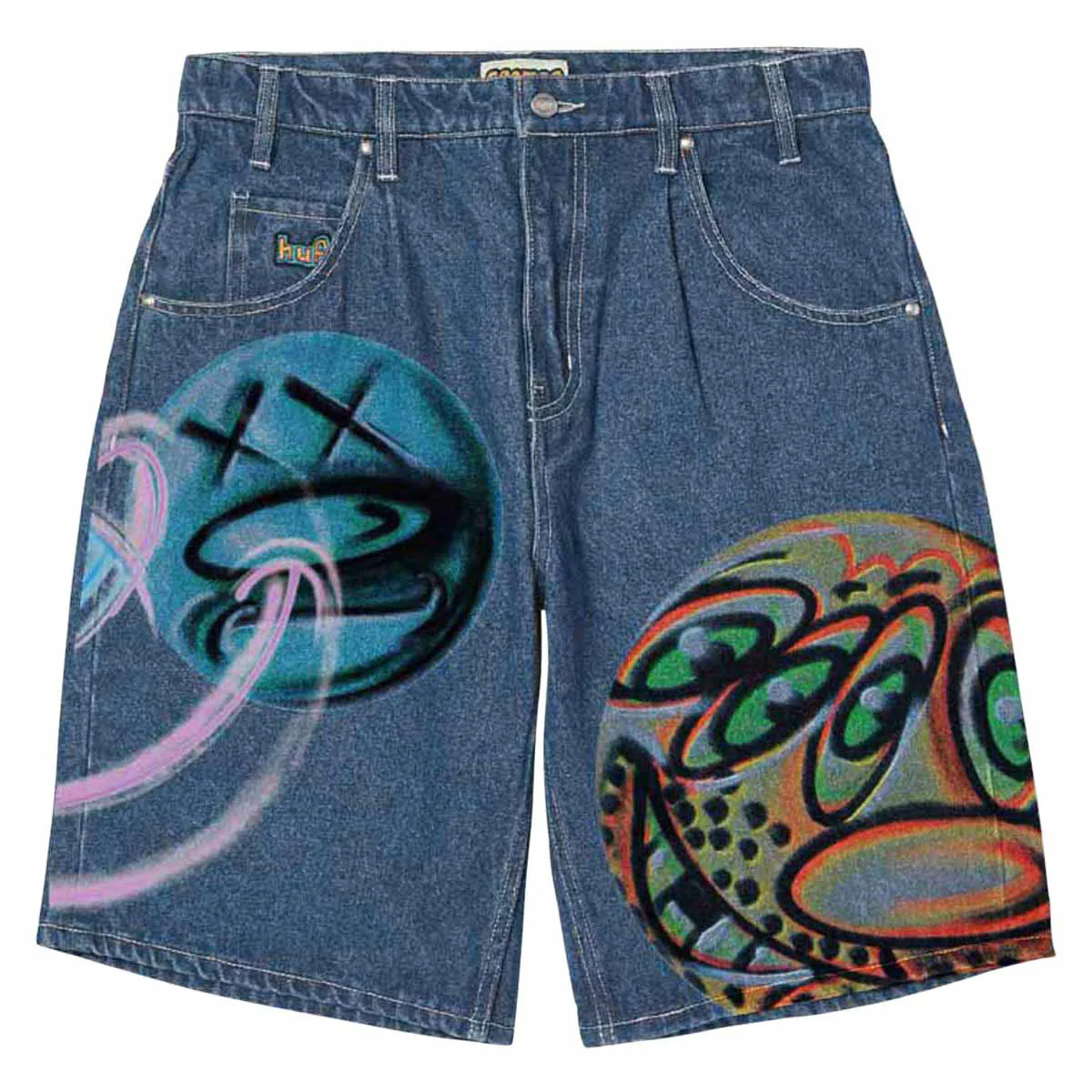 Image of HUF x Kenny Scharf Spray Guys Denim Shorts - Multi