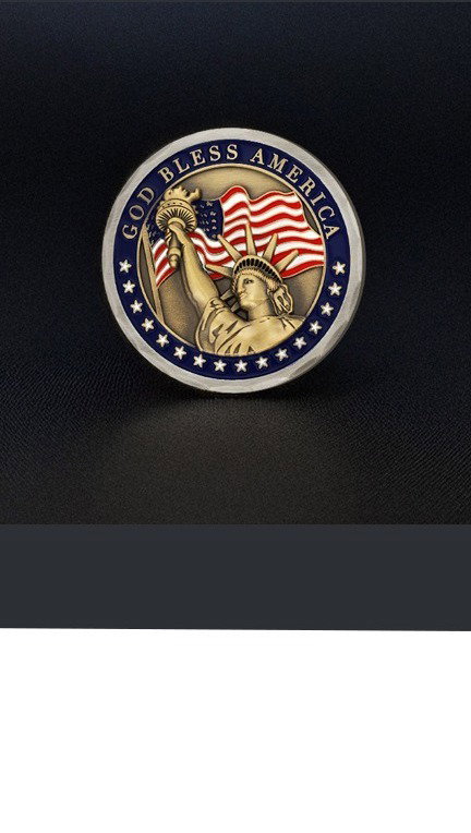 United States Gold Bless America 3D Challenge Coin
