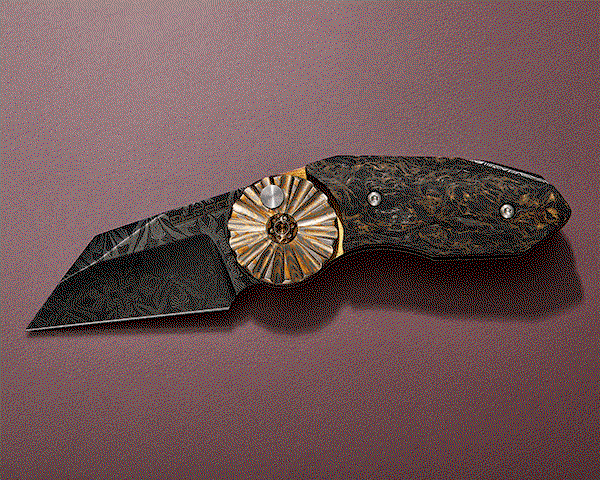 Rod Olson Custom Mosaic Damascus JV Microburst Flipper