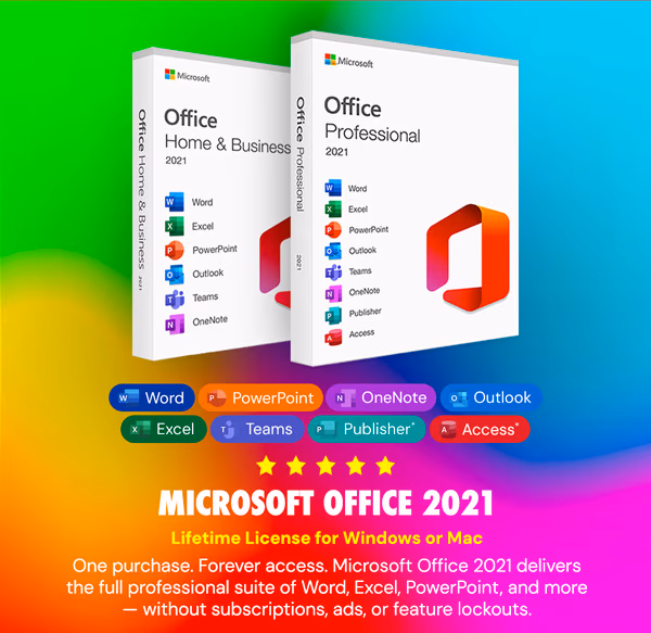 Microsoft Office Professional 2021 for Windows or Mac: Lifetime License