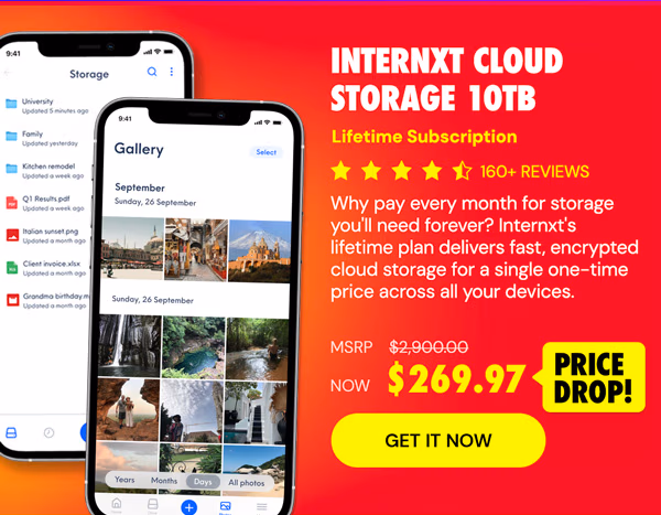 Internxt Cloud Storage Lifetime Subscription: 10TB Plan
