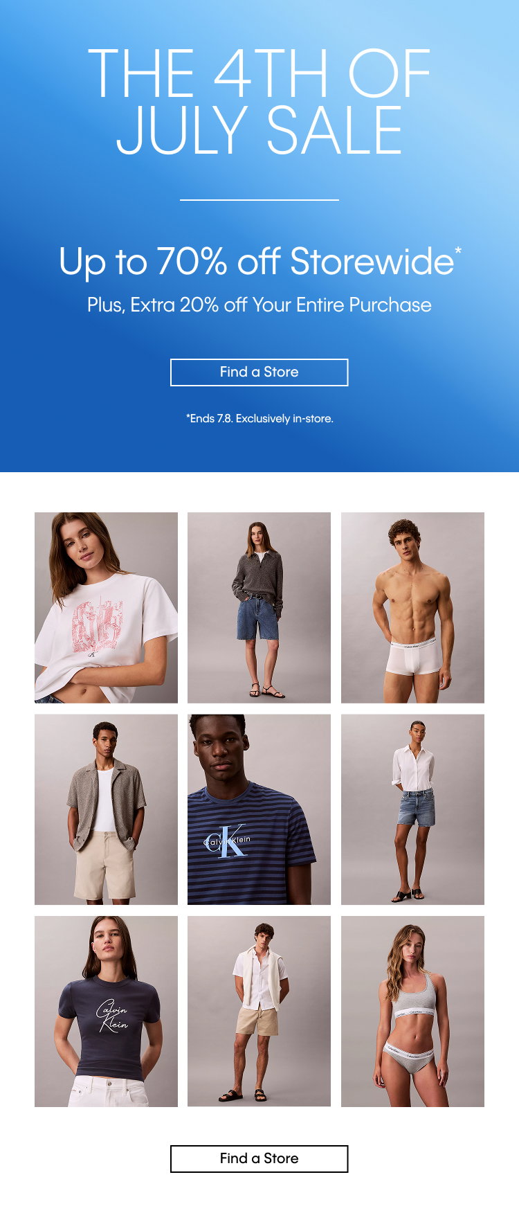 The 4th Of July Sale. Up to 70% off Storewide*. Plus, Extra 20% off Your Entire Purchase.