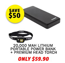 20000 mAH Lithium Portable Power Bank + Premium Head Torch