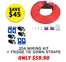 25A Wiring Kit + Fridge Tie Down Straps - (4 Pack)