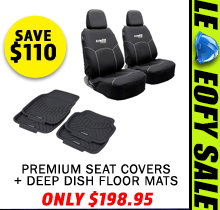 Plus Premium Seat Covers (Pair) + Deep Dish Floor Mats (4 Pack)