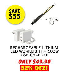 Rechargeable Lithium LED Worklight + 100W USB Charger