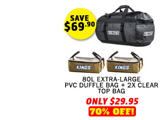 80L Extra-Large PVC Duffle Bag + 2 x Clear Top Bag