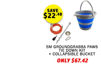 GroundGrabba Grounded Paws Tie Down Kit - 5m + Collapsible 10L Bucket