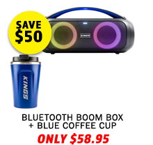 Bluetooth Boom Box + Blue Coffee Cup